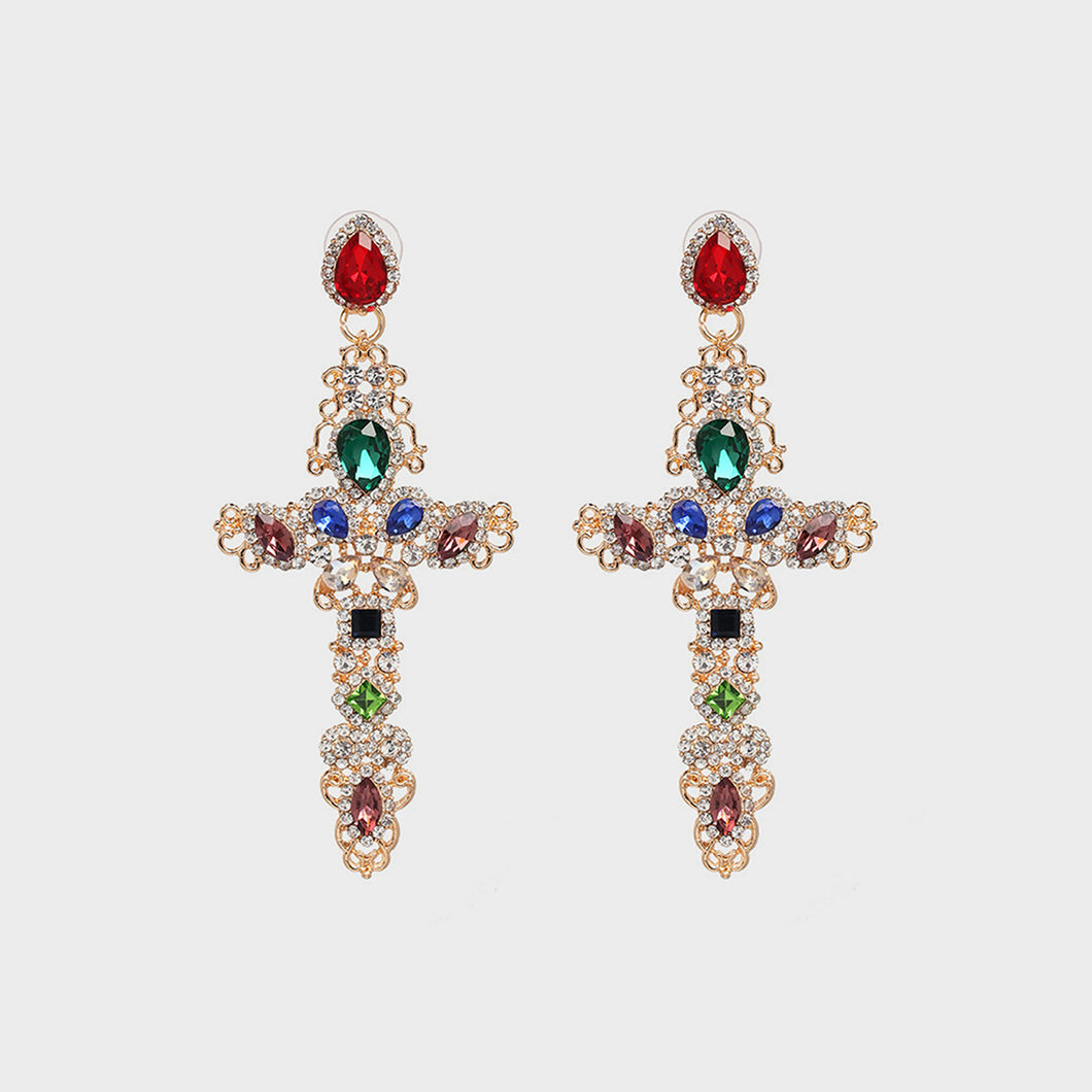 Cross Me Rhinestone Earrings