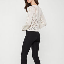 Load image into Gallery viewer, This BCBGMAXAZRIA knit sweater is perfect for any day! The fabric is spun from a soft cotton blend to create luxurious texture and dimension, this mixed-stitch crewneck sweater features a distinctive chevron pattern. Pair this with a pair of black jeans for the perfect weekend look.
