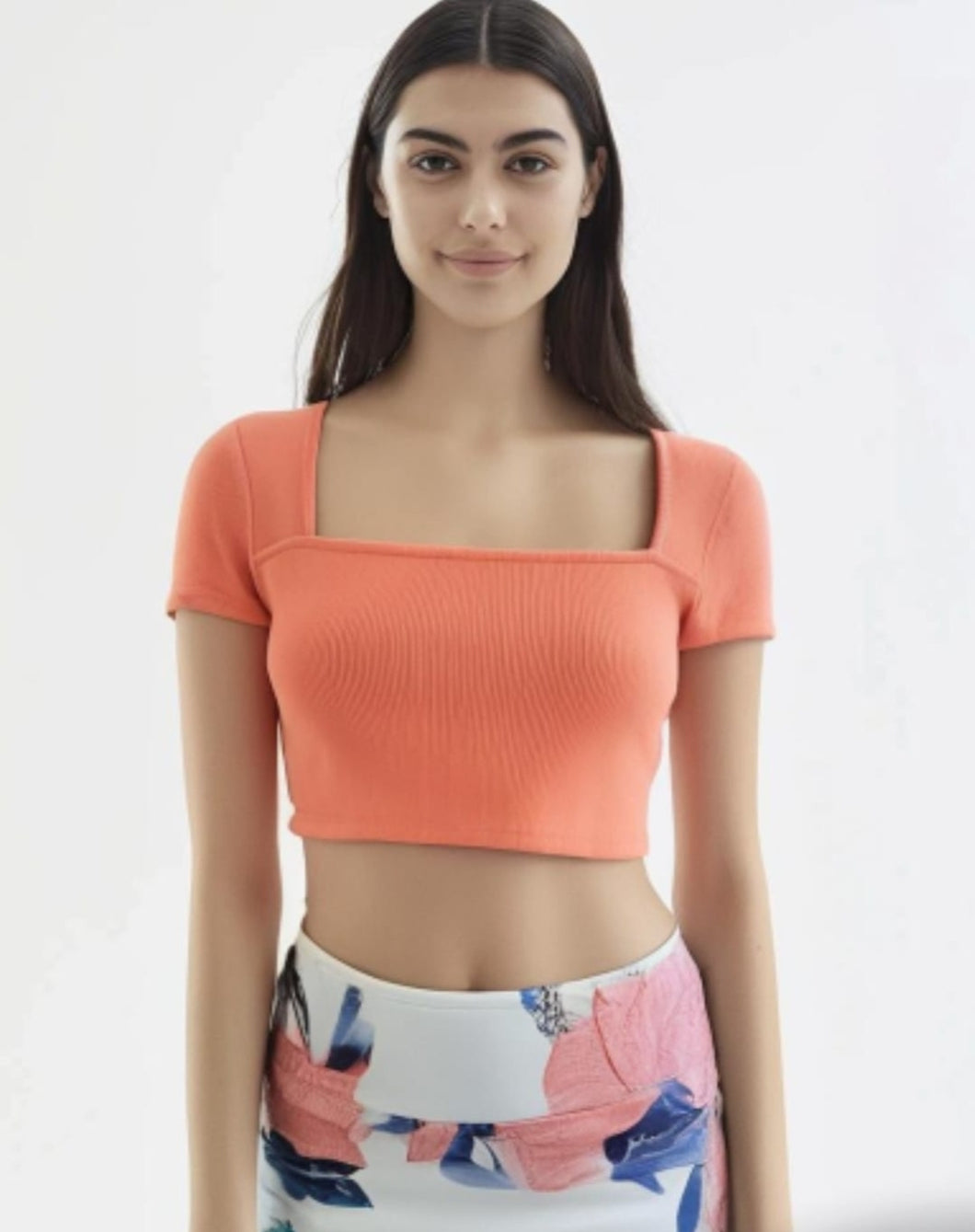 Sunset Orange Ribbed Top - Orange