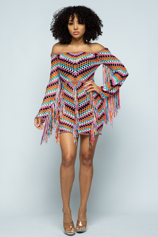 Tassel dress cheap multi coloured