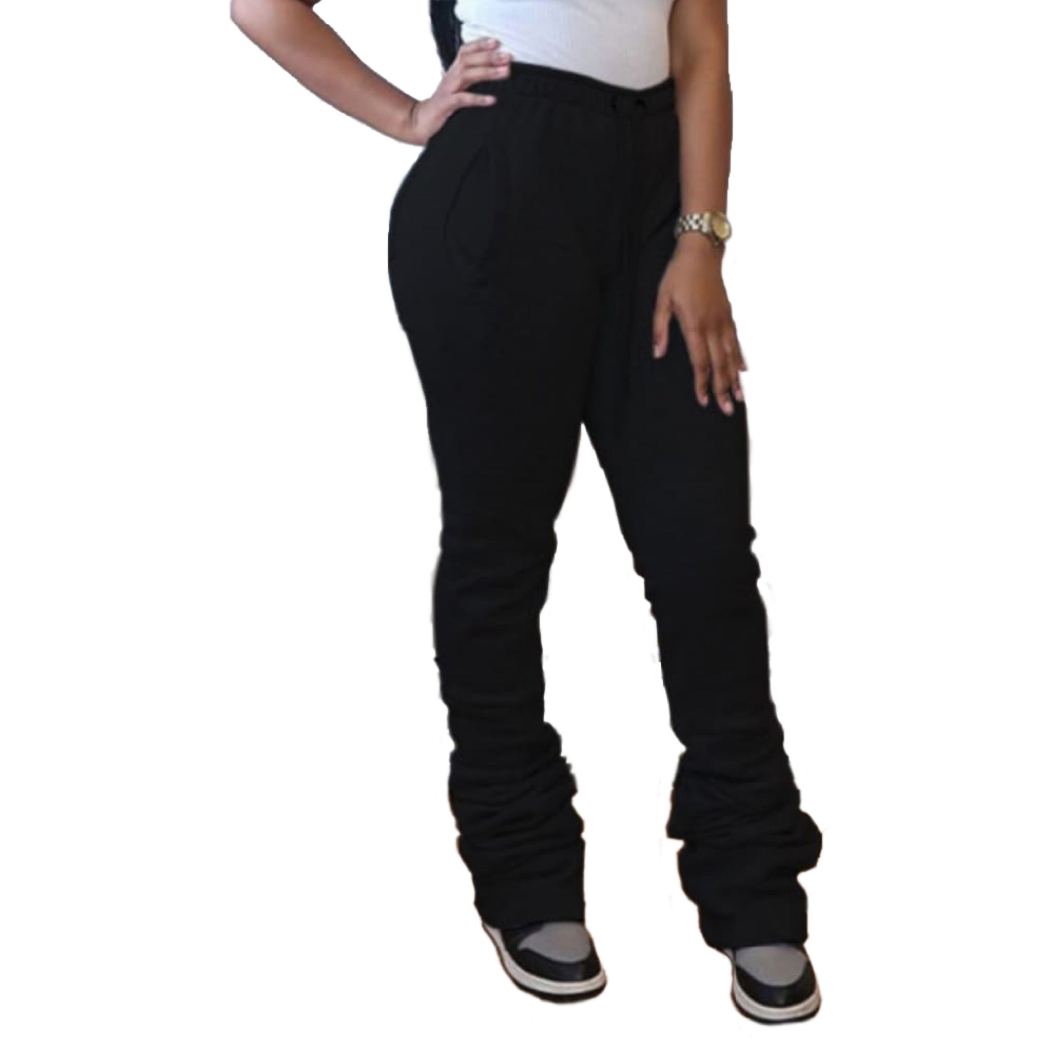 Cozy High Waisted Stacked Sweatpants - Black – Pryceless Creations Clothing
