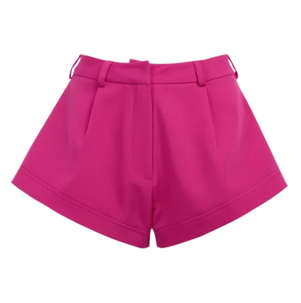 We're bringing the heat with these flowy swing it baby shorts! Great for day parties with your girls or even a night out with your bae! These shorts come in a soft hot pink material, front zip and button closure. Style these sexy shorts with a white bodysuit or a rhinestone denim corset, simple high heels and handbag for a complete look!